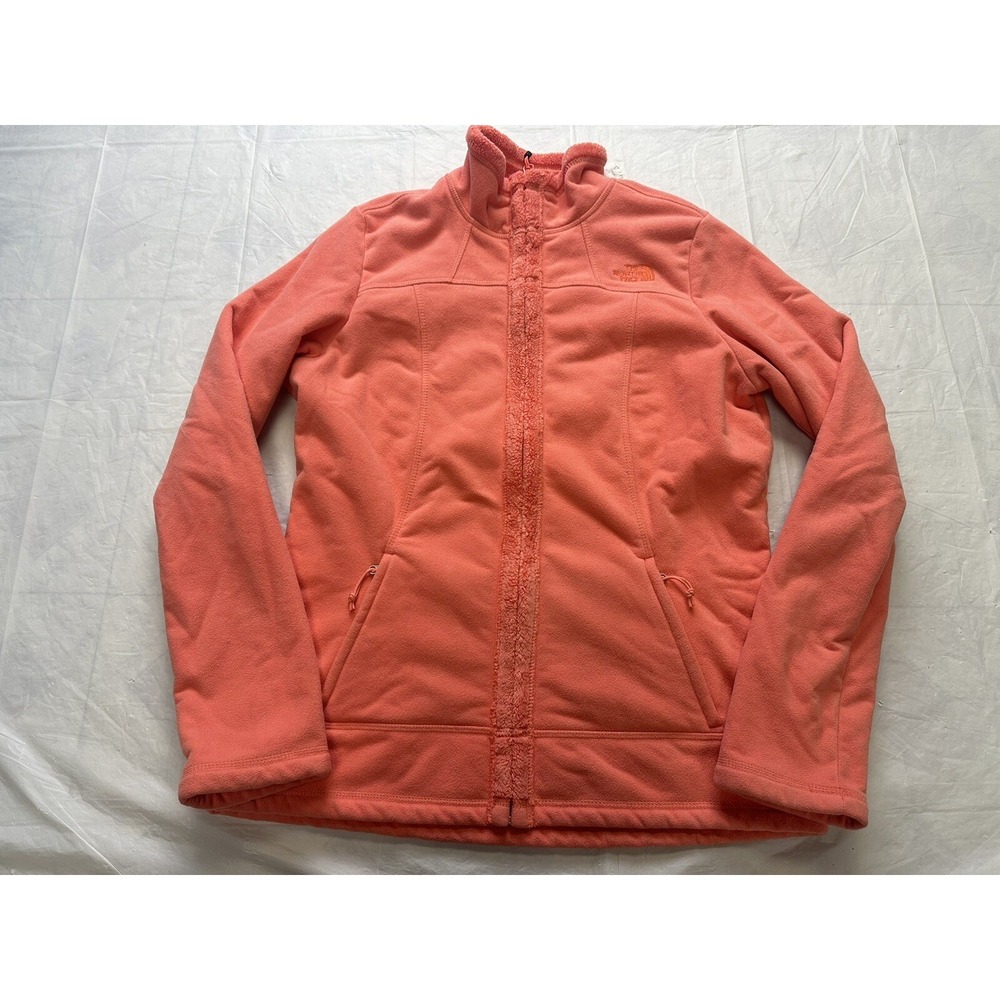North Face Womens Orange Fleece Lined Full Zip Jacket Medium